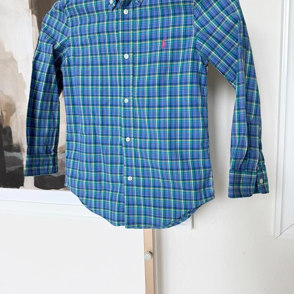 Ralph Lauren Boy’s Kids' Plaid Button-Down Shirt Size 6 Multicolor Casual Cotton